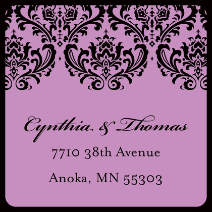 Modern Lavender Ochre Damask RSVP Cards