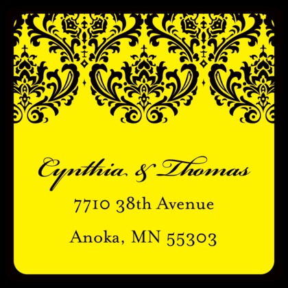 Modern Yellow Ochre Damask RSVP Cards