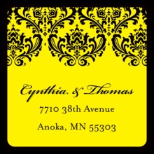 Wedding Damask Yellow Stickers