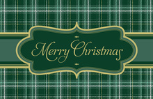 Pine Green Plaid Bookplate Folded Greeting Cards
