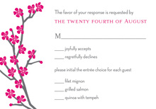 Modern Cherry Blossom Coal RSVP Cards