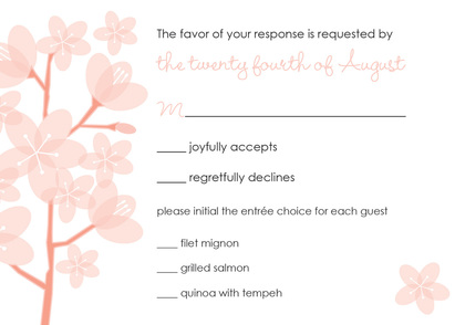 Peach Posies White RSVP Cards