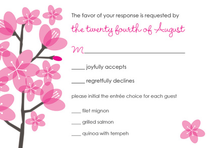 Peach Posies White RSVP Cards