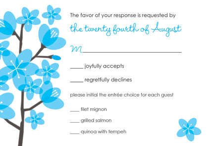 Modern Posies Blue Stylish Personality Wedding Invites