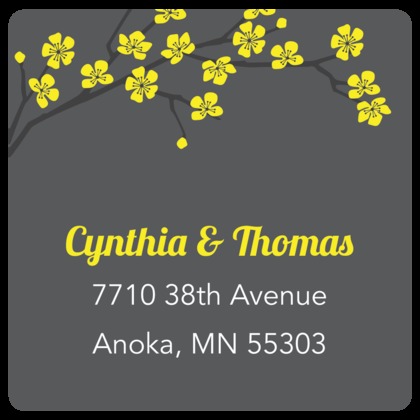 Unique Classic Yellow Blossom Charcoal Wedding Invites