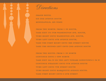 Retro Chandelier Orange Invitation