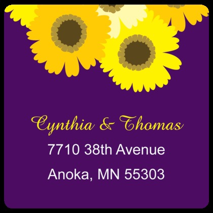 Yellow Floral In Modern Purple Classic Invitations