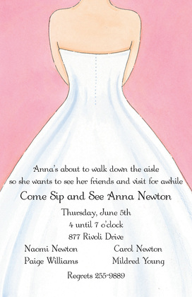White Wedding Dress Lavender Invitations