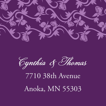 Formal Vines Monogram On Purple Wedding Invitations