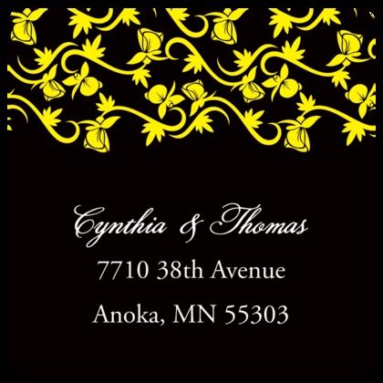 Formal Bright Yellow Vines Dark Black Monogram Invites