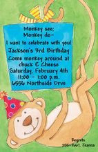 Monkey Holding Gift Invitation