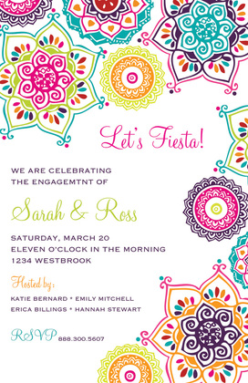 Red Indie Floral Fiesta Shower Invitations