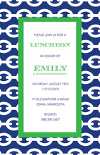 White Chain Navy Green Border Invitations