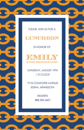 White Chain Navy Green Border Invitations