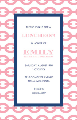 Orange Chain Navy Border Party Shower Invitations