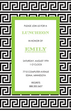 Greek Key Black Green Invitation