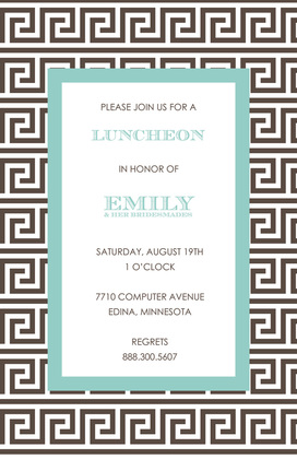 Greek Key Pink Navy Invitations