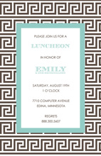 Greek Key Brown Aqua Invitation