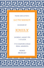 Greek Key Navy Orange Invitation