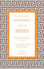 Modern Greek Key Brown Orange Invitations