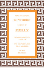 Modern Greek Key Brown Orange Invitations