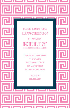 Greek Key Navy Orange Invitation