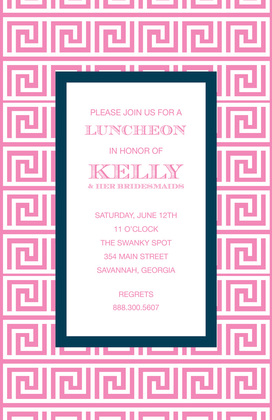 Greek Key Navy Orange Invitation