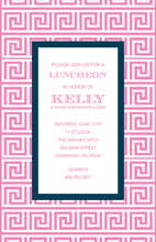 Greek Key Pink Navy Invitations