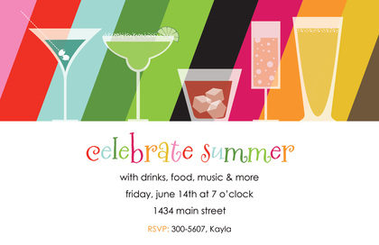 Multi-Colored Striped Cocktail Party Chalkboard Invites