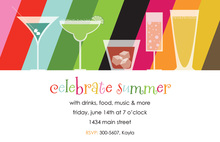 Multi-Colored Striped Cocktail Party Invitations