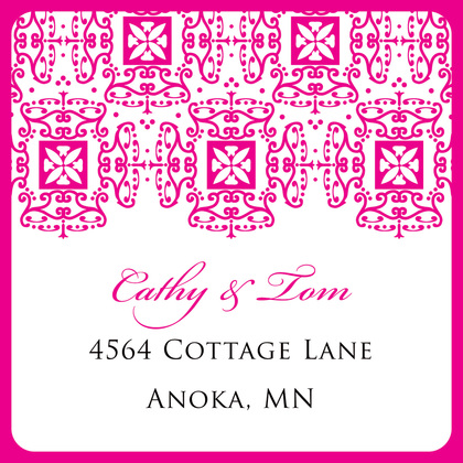 Wrought Pattern Hot Pink Monogram Wedding Invites