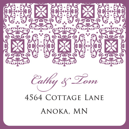 Wrought Pattern Purple Monogram Wedding Invitations