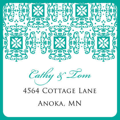 Wrought Pattern Teal Monogram Wedding Invitations