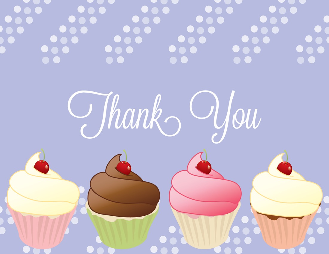 Cupcake Party Periwinkle Thank You Cards
