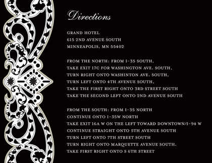 Elegant Vine Frame Black Formal Wedding Invitations