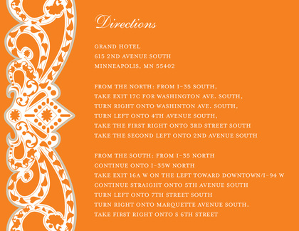 Embellished Vine Orange RSVP Cards