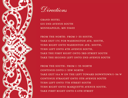 Elegant Vine Frame Red Formal Wedding Invitations