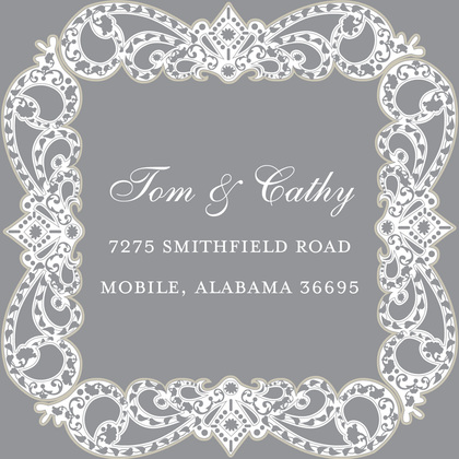 Elegant Vine Frame Silver Square Wedding Invitations