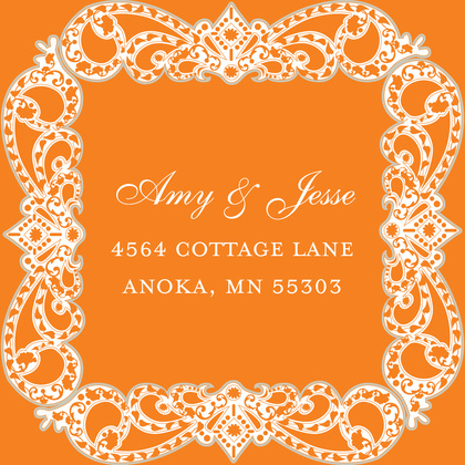 Modern Victorian Frame Orange Wedding Invitations