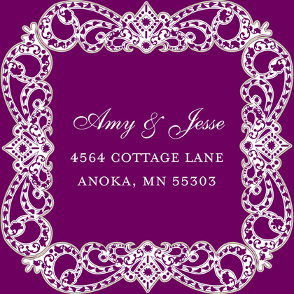 Stylish Victoria Frame Purple Wedding Invitations