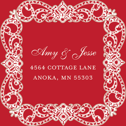 Embellished Vine Red RSVP Cards