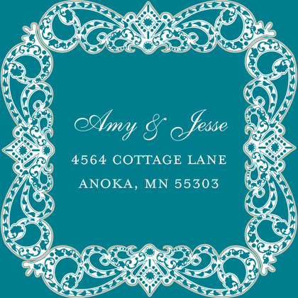 Elegant Vine Frame Teal Enclosure Cards