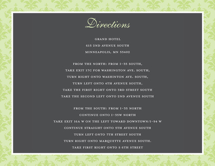 Stylish Green Damask Enclosure Cards