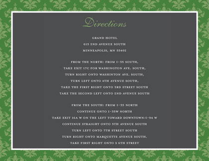 Stylish Green Damask Border Formal Party Invitations