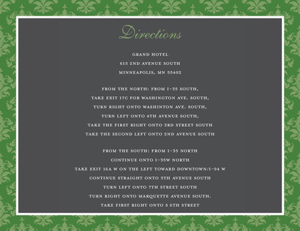 Stylish Green Damask Border Formal Party Invitations