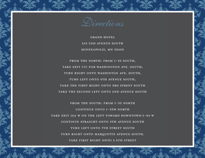Modern Blue Damask Border Formal Party Invitations