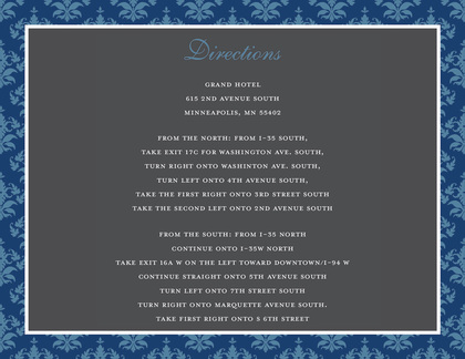 Modern Damask Blue Thank You Cards