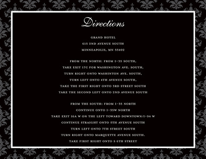 Unique Black Damask Frame Formal Party Invitations