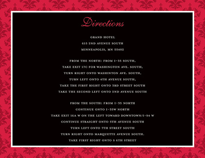 Holiday Red Damask Border Modern Party Invitations