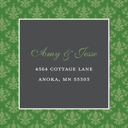 Stylish Green Damask Border Formal Party Invitations